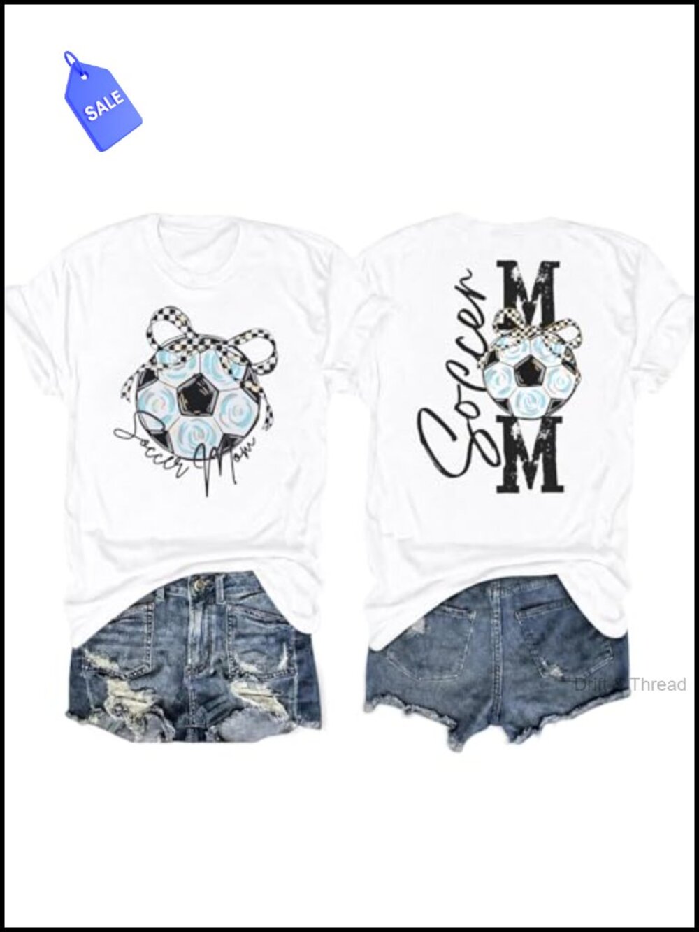 Soccer Mom Shirt Bow Graphic Short Sleeve Crew Neck Tee